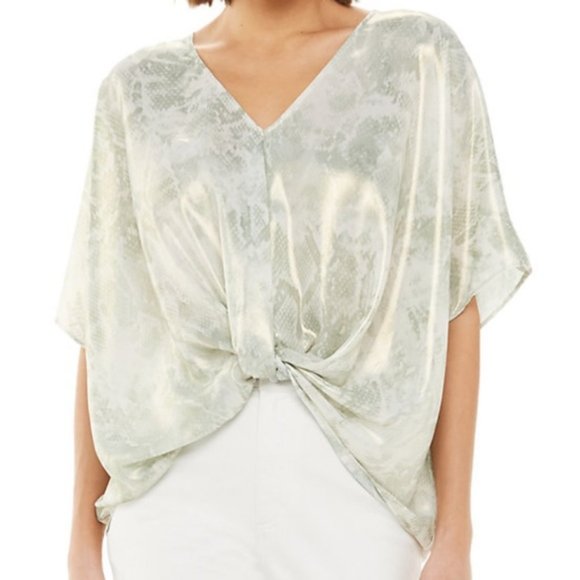 Jennifer Lopez Snake Print Drapey Twist Hem Top XS - Picture 8 of 8